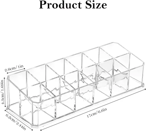 Miniatura 2 de 4 organizadores de lápiz labial acrílico, soporte para lápiz labial, soporte para brillo de labios de 12 ranuras, organizador de cosméticos