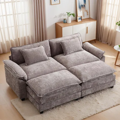 Miniatura 45 de Sofá modular seccional, sofá de nube con otomana, asiento profundo de felpilla en forma de L para sala de estar y apartamento