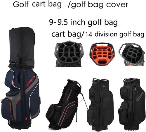 Miniatura 2 de Funda para bolsa de golf, cubierta de lluvia de nailon, impermeable, se adapta a la mayoría de bolsas de carrito de golf, fácil de usar, plegable
