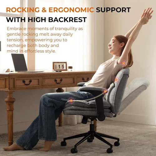 Miniatura 3 de Dowinx Silla Criss Cross con Brazos Abatibles Ajustables y Ruedas, Cómodo Sillón Ergonómico de Escritorio de Oficina con Cojines de 3 Capas, Silla
