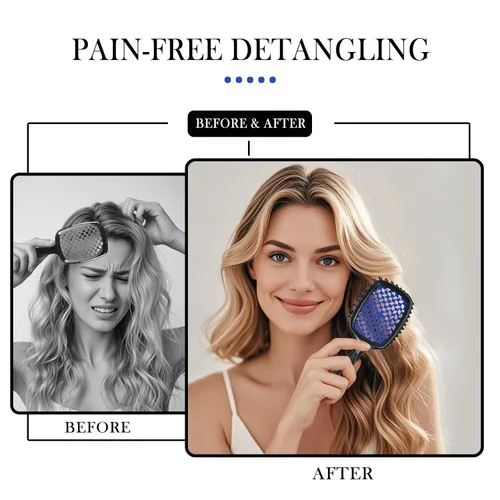 Miniatura 5 de Cepillo desenredante – Paquete de 2 cepillos ventilados para cabello húmedo y seco – Cepillo desenredante fácil y sin dolor que reduce los nudos