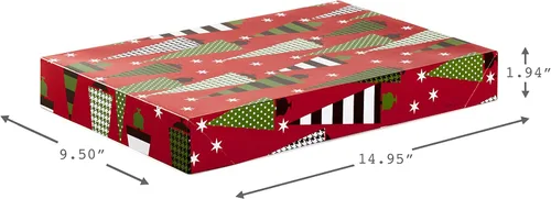 Miniatura 3 de Hallmark Cajas de Regalo de Navidad Medianas con Tapas (12 Cajas para Camisas, 4 Diseños: Árboles, Rayas, Muñecos de Nieve, Acebo) para Navidad