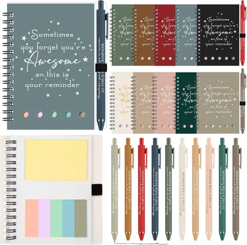Miniatura 12 de Chuangdi 20 juegos de regalos de fin de año para profesores, cuaderno inspirador con bloc de notas adhesivas, bolígrafo de bambú, regalos