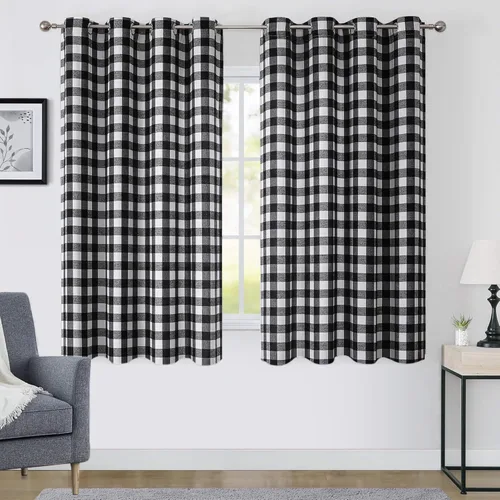 Miniatura 8 de Cortinas navideñas de búfalo rojo de 50 pulgadas, 2 paneles, cortinas de oscurecimiento con ojales rojos y negros para dormitorio, sala de estar