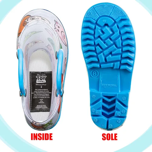 Miniatura 7 de Disney Toy Story - Botas de lluvia impermeables de PVC para niños, con Buzz Lightyear, Woody, asas fáciles de poner, para niños pequeños y niños