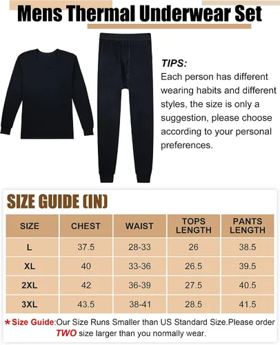 Miniatura 2 de Juego de 4 ropa interior térmica para hombre, suave, larga, de algodón, cálida, ropa interior térmica para hombre, para clima frío e invierno