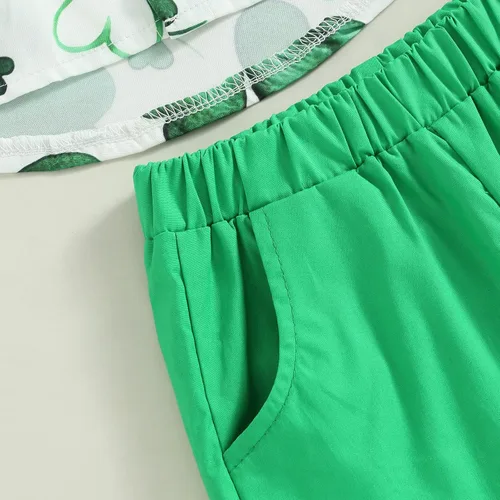Miniatura 5 de Conjunto de 2 piezas de camiseta de manga corta con botones y pantalones cortos sólidos para bebé niño