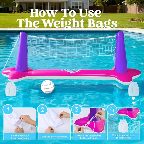 Miniatura 4 de JOYIN Juego de flotadores inflables para piscina, red de voleibol y aros de baloncesto, flotadores flotantes de juguete para niños y adultos, cancha