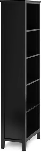 Miniatura 6 de SIMPLIHOME Estantería artesanal de madera maciza de 72 pulgadas de alto y 5 estantes en color negro, almacenamiento contemporáneo para sala