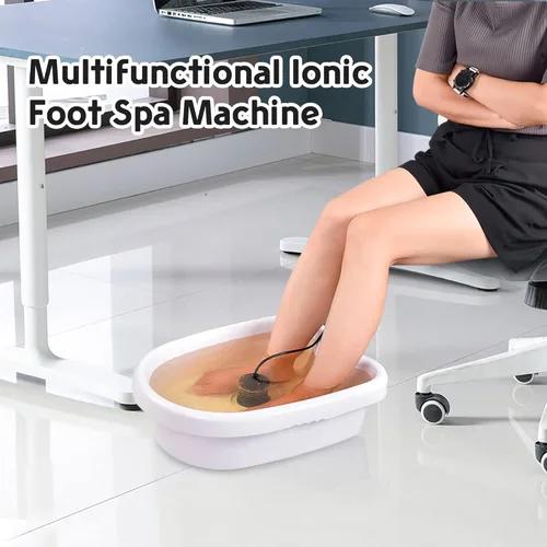 Miniatura 8 de AW máquina de spa para pies y desintoxicación iónica con una bañera de limpieza celular; equipo de salón para el cuidado de la belleza Blanco
