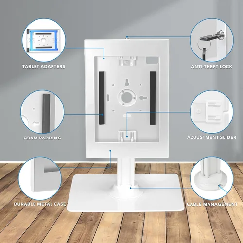 Miniatura 4 de Mount-It! Quiosco antirrobo para tableta, gabinete de tableta de encimera con bloqueo con base independiente, carcasa universal para iPads Gen 7, 8