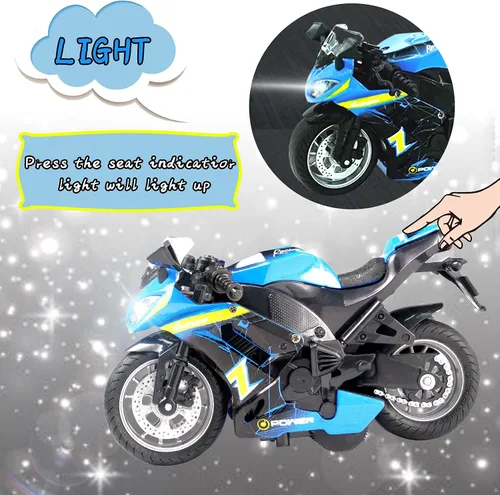 Miniatura 5 de Motocicleta auténtica de fundición a presión con música e iluminación, juguetes de motocicleta de fundición a presión para edades de 2-4, moto