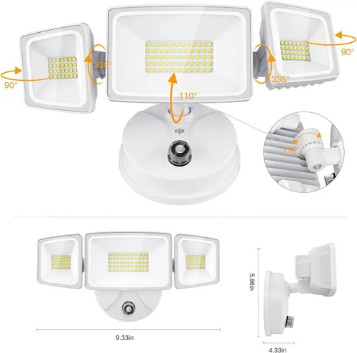 Miniatura 7 de Onforu 70W Luz de inundación LED del atardecer al amanecer, 7000LM Iluminación exterior de seguridad blanca, Luminaria IP65 impermeable al aire
