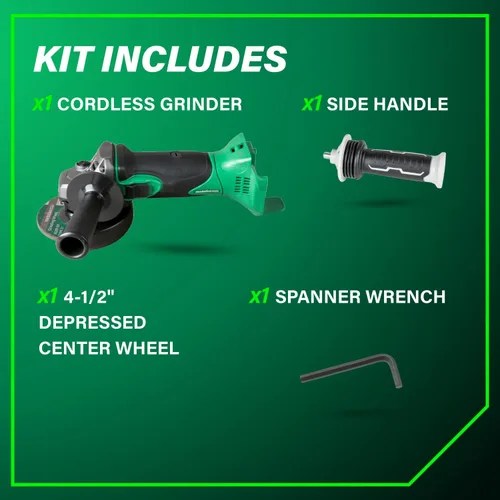 Miniatura 5 de Metabo HPT Kit de amoladora angular de potencia con interruptor deslizante multivoltios de 18 V, herramienta eléctrica de motor de alto par