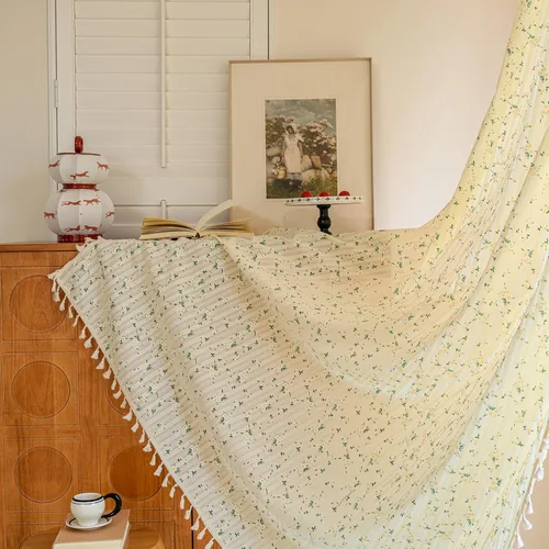 Miniatura 13 de BHUSB Cortinas rústicas para sala de estar de 63 pulgadas de largo, cortinas de ventana de lino y algodón con estampado floral bohemio, cortinas