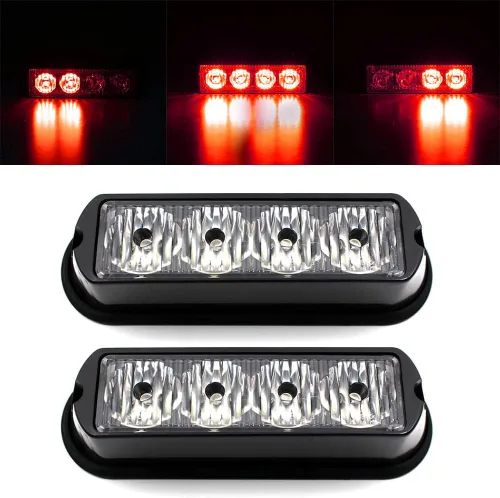 Miniatura 10 de FXC - 2 luces estroboscópicas intermitentes con 4 LED para montaje en superficie, para camión, automóvil, vehículo, luz de rejilla LED, baliza