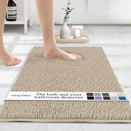 MAYSHINE Alfombra de Baño de Chenilla Suave y Peluda | Extra Suave, Súper Absorbente, Alfombra de Baño Antideslizante | Microfibra Esponjosa, Juegos