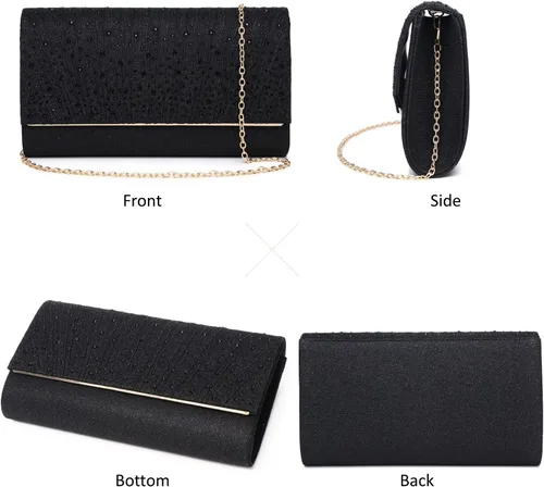 Miniatura 2 de DETARA Bolsas de noche para mujer, con lentejuelas con purpurina, bolso de mano brillante para mujer, bolso formal de boda, fiesta, baile
