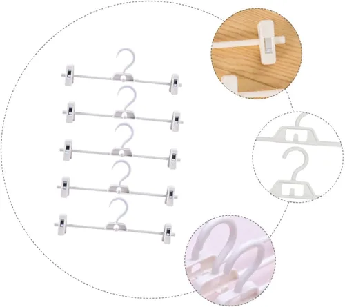 Miniatura 7 de CHILDWEET 5 piezas ajustables de plástico para pantalones de secado con clip para ahorrar espacio para pantalones, pantalones y faldas, versátil