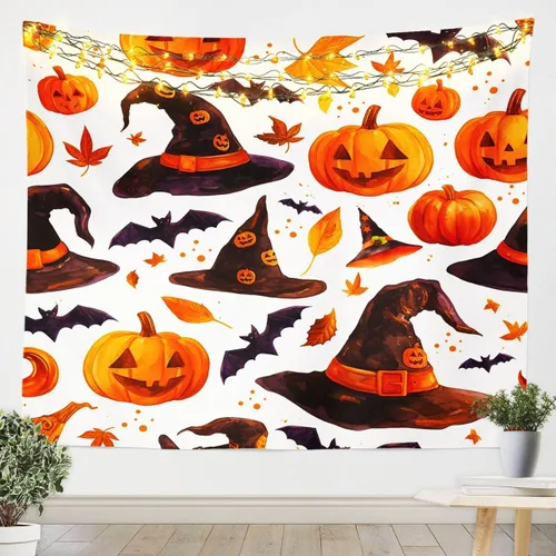 Miniatura 29 de Feelyou Halloween Wall Art for Bedroom Living Room Cartoon Ghost Tapestry Decoration for Kids Boys Girls Red Tapestry Wall Hanging Ghost Festival
