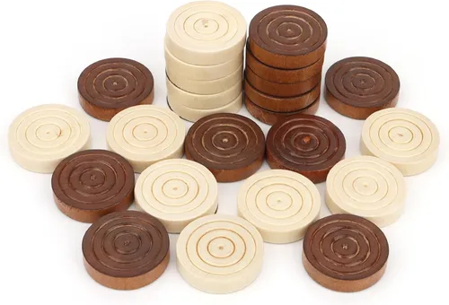 Miniatura 3 de Piezas de madera de damas, 24 piezas de madera con bolsa de almacenamiento, piezas de madera de primera calidad para backgammon, ideal para piezas