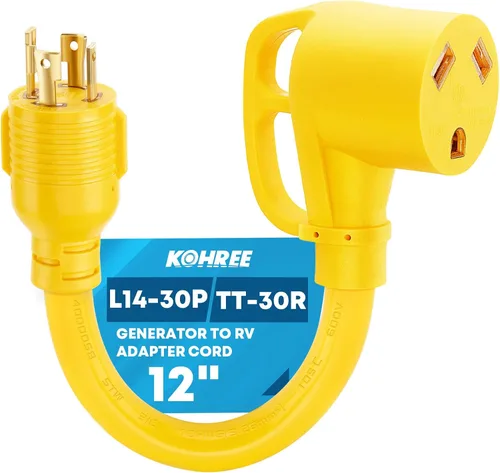 Miniatura 12 de Kohree Cable adaptador de generador NEMA 5-15P a L14-30R, adaptador de 3 clavijas a 4 clavijas, STW 10 AWG 12 pulgadas, generador macho de 15