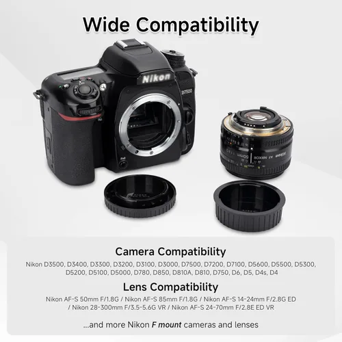 Miniatura 5 de Tapa de lente trasera y tapa de cuerpo para cámara Nikon F D3500 D3400 D3300 D3200 D3100 D3000 D7500 D7200 D7100 D5600 D5500 D5300 D5200 D5200 D5600