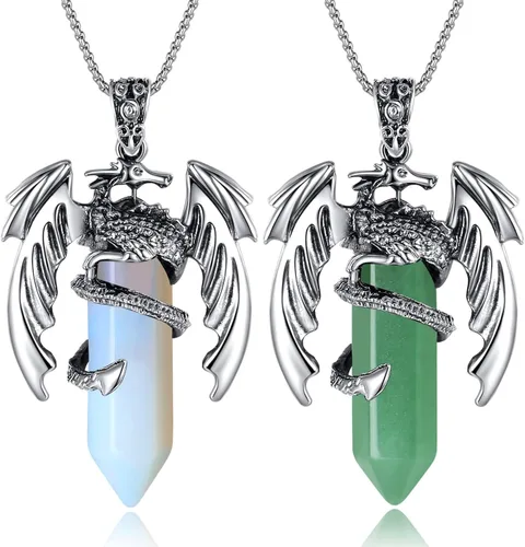 MAIBAOTA Collar de dragón para hombres y mujeres, collar de cristal, collares geniales para hombre, joyería de dragón, collar de piedras preciosas