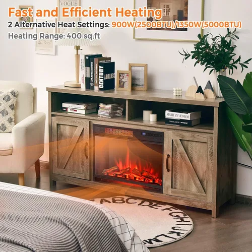 Miniatura 2 de ORALNER Inserto de chimenea eléctrica de 25 pulgadas, calentador de chimenea empotrado con brillo ajustable, control remoto y temporizador de 6