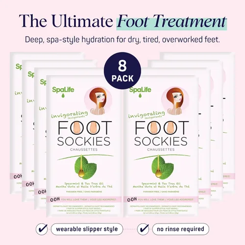 Miniatura 2 de SpaLife Mascarilla hidratante para pies Envoltura para pies con grietas secas, tratamiento de reparación intensiva Botines suavizantes de aceite