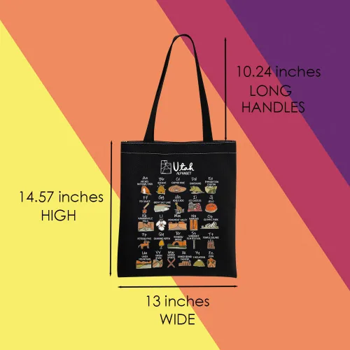 Miniatura 4 de MNIGIU Utah Tote - Bolsa de hombro de regalo de boda del estado - Reutilizable, Bolso tote negro Utah, Grande