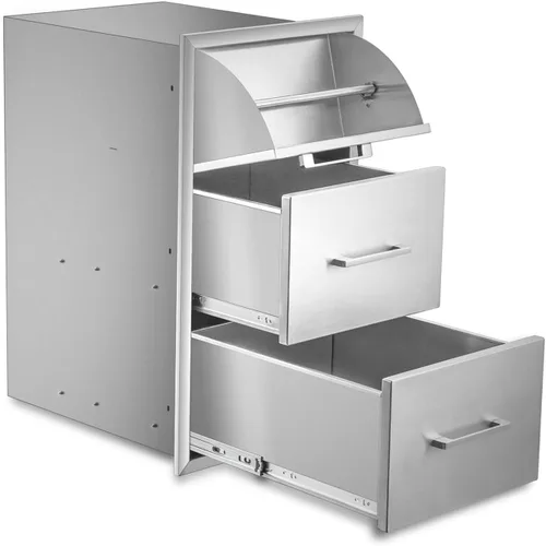 Miniatura 12 de Cajón de Cocina Exterior de 14 pulgadas de Ancho de Acero Inoxidable BBQ Cajón Triple Montaje Empotrado para Isla de Cocina Exterior