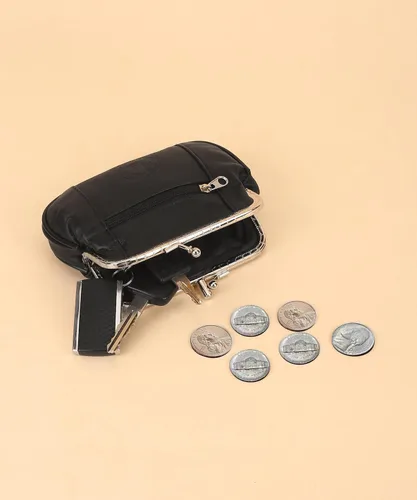 Miniatura 7 de Leatherboss - Cartera de piel auténtica con doble marco y bolsillo con cremallera