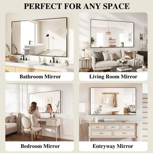 Miniatura 7 de Koonmi Espejo de pared rectangular negro, espejo de baño de 24 x 32 pulgadas, espejo de tocador con marco de aluminio para entrada, sala de estar