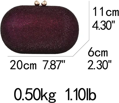 Miniatura 5 de Bolsos y bolsos de noche de cristal púrpura para mujer bolsos de mano y bolsos de mano de diamantes para fiesta formal para mujer color rojo