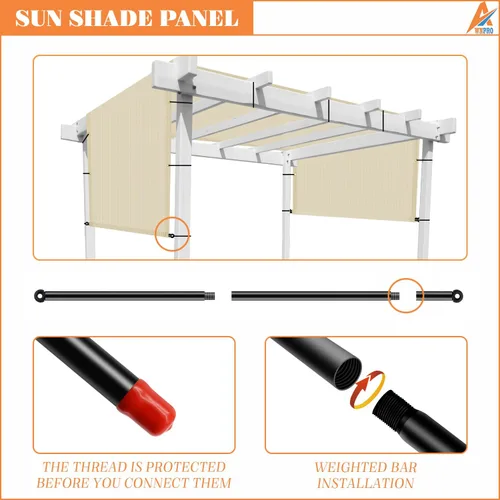Miniatura 4 de Toldo para pérgola de 3 x 7 pies para exteriores, para patio, terraza, porche, patio trasero, glorieta, cubierta de repuesto con ojales espaciados