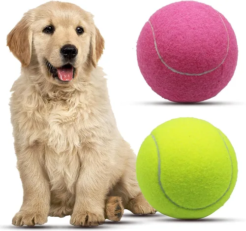 Magicorange Pelota de tenis para perros, paquete de 2 pelotas de tenis gigantes de gran tamaño de 4 pulgadas, pelota de tenis para perros, juguete