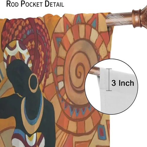 Miniatura 6 de Cortina de mujer africana, con estampado étnico tribal y étnico, reducción de ruido, para dormitorio, sala de estar, cortinas con aislamiento