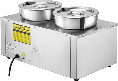 Miniatura 11 de VEVOR Calentador de Sopa Eléctrico, Olla Redonda Doble de Acero Inoxidable de 7.4QT Temperatura Ajustable 86~185°F, Bain Marie Comercial de 1200W