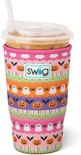Miniatura 33 de Swig Life Coolie de Taza Helada Mediana, Funda Aislante de Taza de Café Helado de Halloween de 22oz con Asa, Coolie Aislado de Neopreno Mantiene