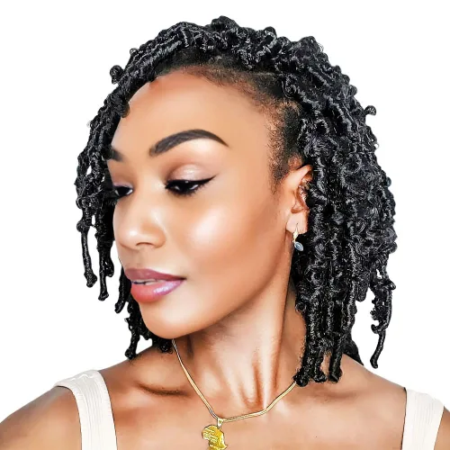 Miniatura 17 de Niseyo 6 paquetes de trenzas de ganchillo suaves de mariposa de 10 pulgadas, hechas a mano, preenlazadas, color negro oscuro, trenzas de mariposa