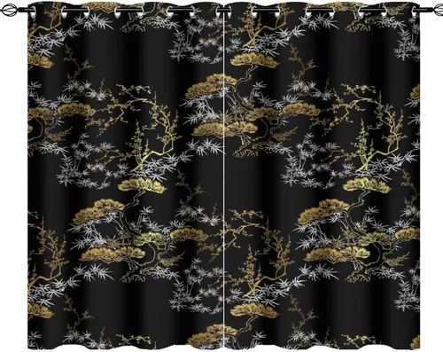 Miniatura 71 de Cortinas de Constelación, Arte Moderno Abstracto Patrón de Símbolos de Constelación Galaxia Negra Blanca, Tratamientos para Ventanas con Aislamiento