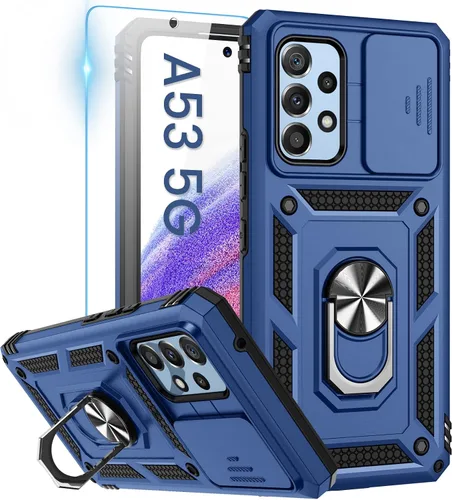 Miniatura 10 de Goton Funda compatible con Samsung Galaxy A53 5G con cubierta de cámara y anillo de soporte con protector de pantalla de vidrio templado, grado
