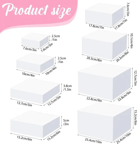 Miniatura 3 de Geelin Paquete de 8 elevadores acrílicos para buffet - Cajas cúbicas decorativas de 3 a 10 pulgadas, soportes de exhibición con fondos huecos