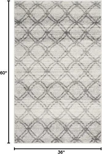 Miniatura 2 de SAFAVIEH Adirondack Collection - Alfombra decorativa, 2 pies 6 pulgadas x 4 pies, color plateado y carbón, diseño moderno de enrejado, no desprende