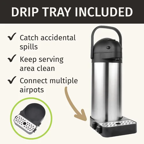 Miniatura 4 de Dispensador de café Airpot con bomba y bandeja - Jarra de café de 102 oz/3L con bomba - Dispensador de bebidas calientes de 12 horas para fiestas