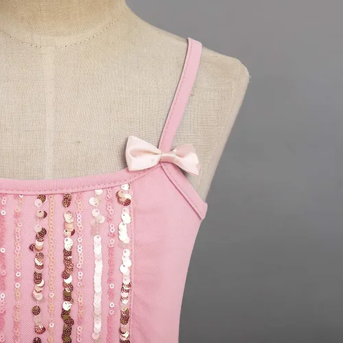 Miniatura 7 de AFAVOM Vestido de baile de ballet con lentejuelas y flecos para niñas pequeñas vestido de bailarina con purpurina y tutú con falda y leotardo