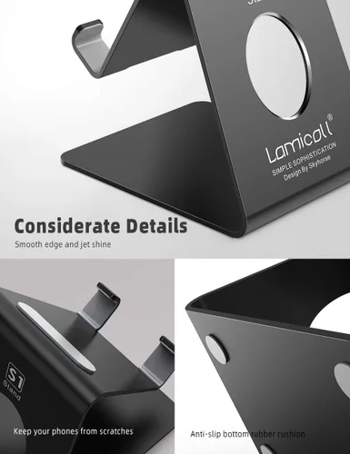Miniatura 6 de Lamicall Soporte para teléfono celular, base para teléfono: cuna, soporte, soporte para escritorio de oficina - negro