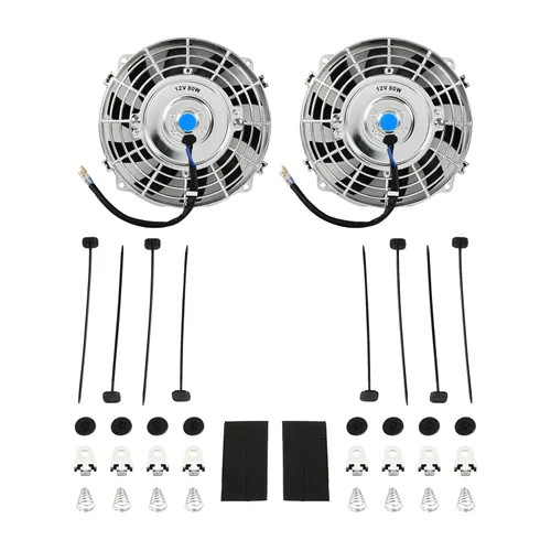 Miniatura 12 de Ventilador delgado universal de empuje eléctrico para radiador 12V 80W de alto rendimiento, kit de montaje azul de 2 piezas
