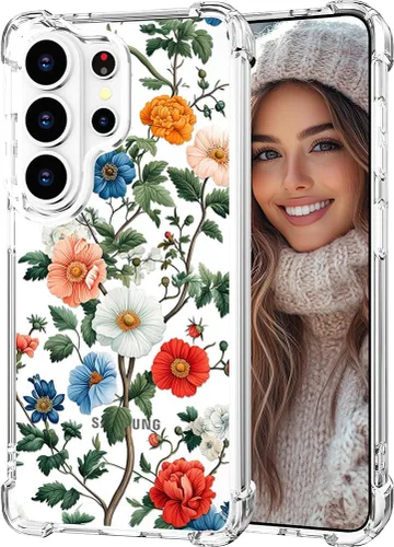 Miniatura 10 de Hungo Funda compatible con Samsung Galaxy S23 con diseño floral y bonito diseño transparente, femenino para mujeres y niñas, con hermoso clavel